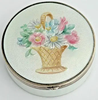 Antique Swedish Sterling silver hallmarked pill trinket box enamel enamelled