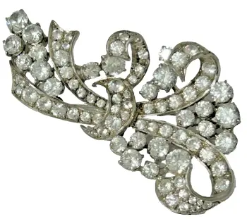 A Vintage retro sterling silver paste spray brooch pin sparkling white crystal stones