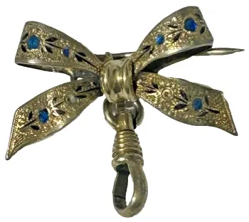 1 Antique Victorian sterling silver brooch pin Enamel forget me nots watch swivel