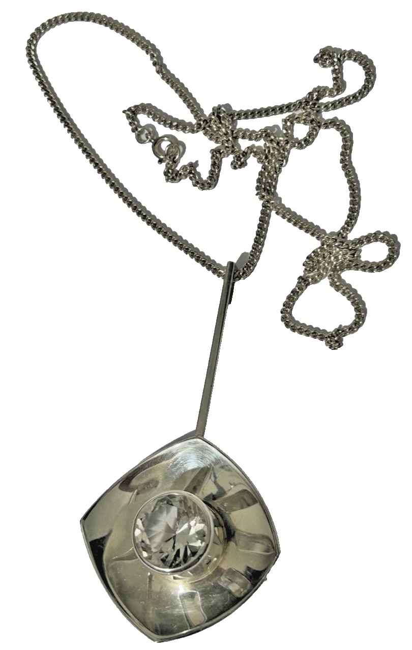 A Vintage sterling hallmarked silver Swedish Necklace Pendant crystal Alton