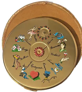 Vintage 1950s Rendezvous Le Rage powder compact enameled with puff and box