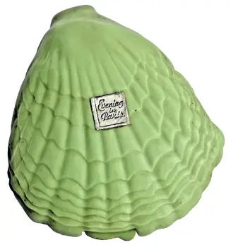 Rare vintage green shell perfume scent bottle box Bourjois Evening in Paris