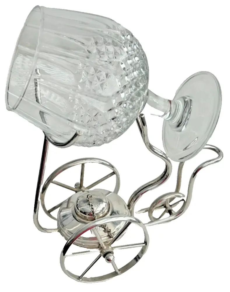An Antique silver plated tricycle brandy glass warmer drinks collectibles