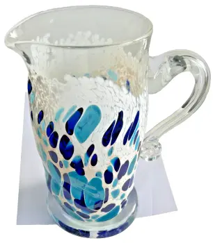 A Large Murano Eclipse jug hand blown glass blue white