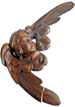 Antique carved solid wood wooden winged cherub putti Flemish 19th C