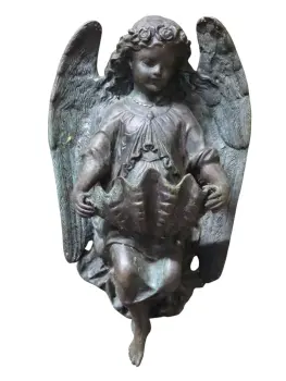 Antique bronze cherub Holy angel Water Font C1838 Henri Etienne Dumaige French