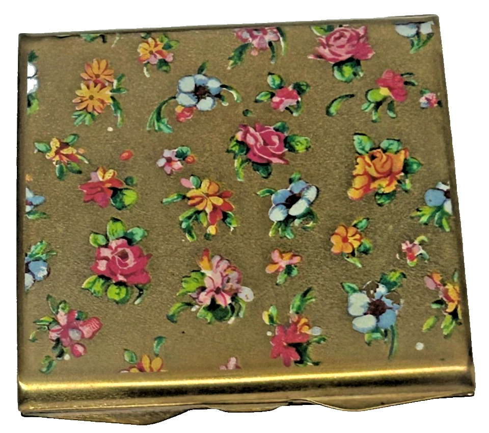 Vintage Chintz Blossoms flowers Stratton Powder Compact