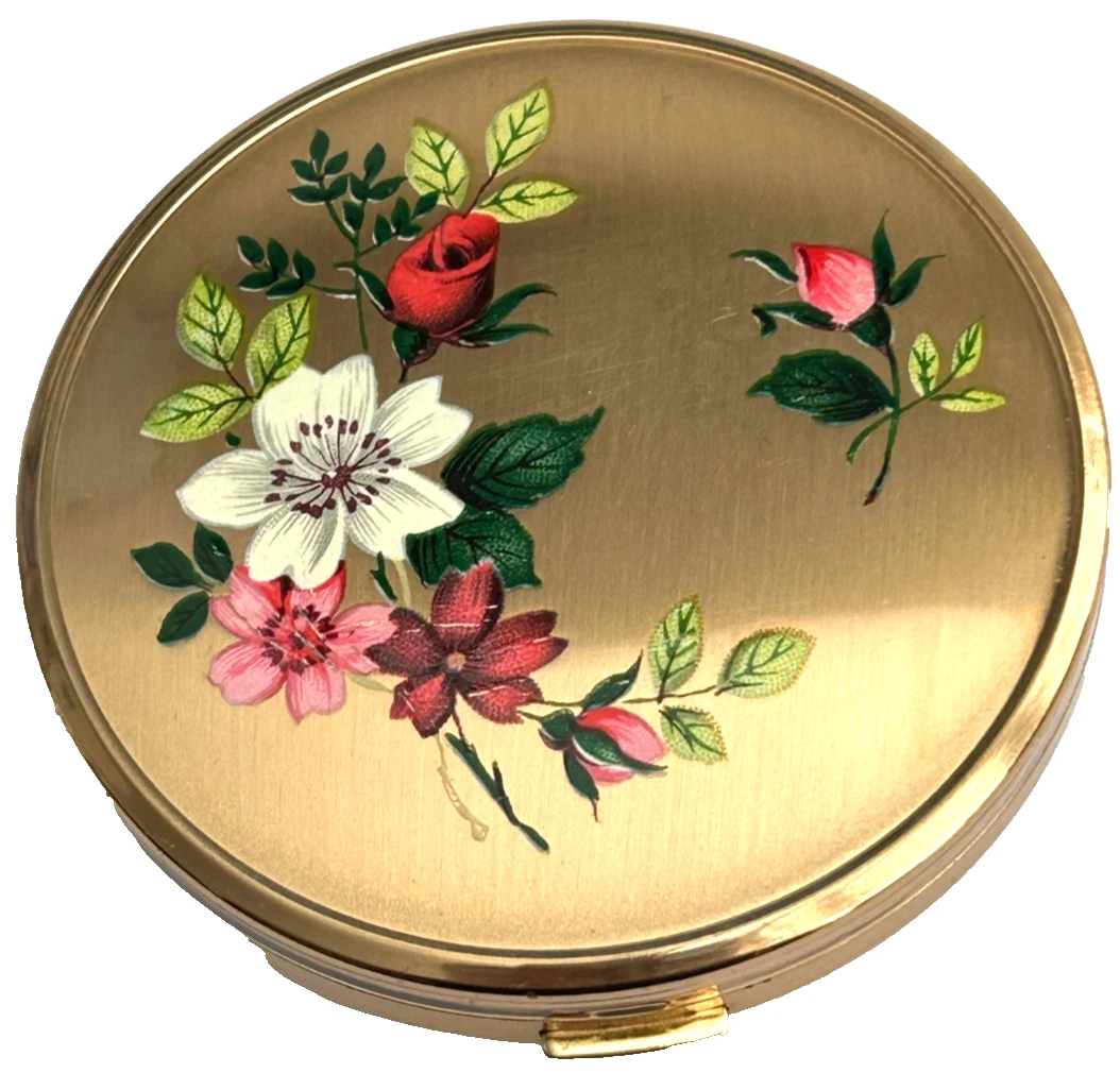 Vintage Melissa Rose Roses Powder Compact