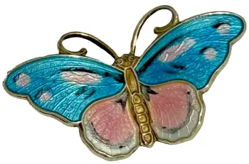 A Vintage sterling silver Hroar Prydz Norway butterfly brooch pin