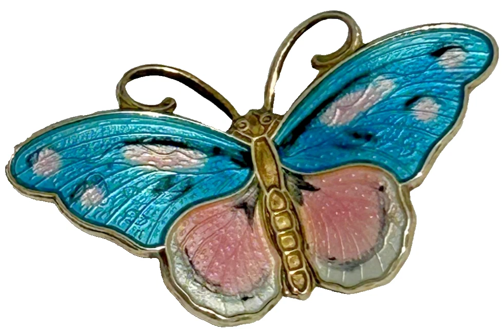 A Vintage sterling silver Hroar Prydz Norway butterfly brooch pin