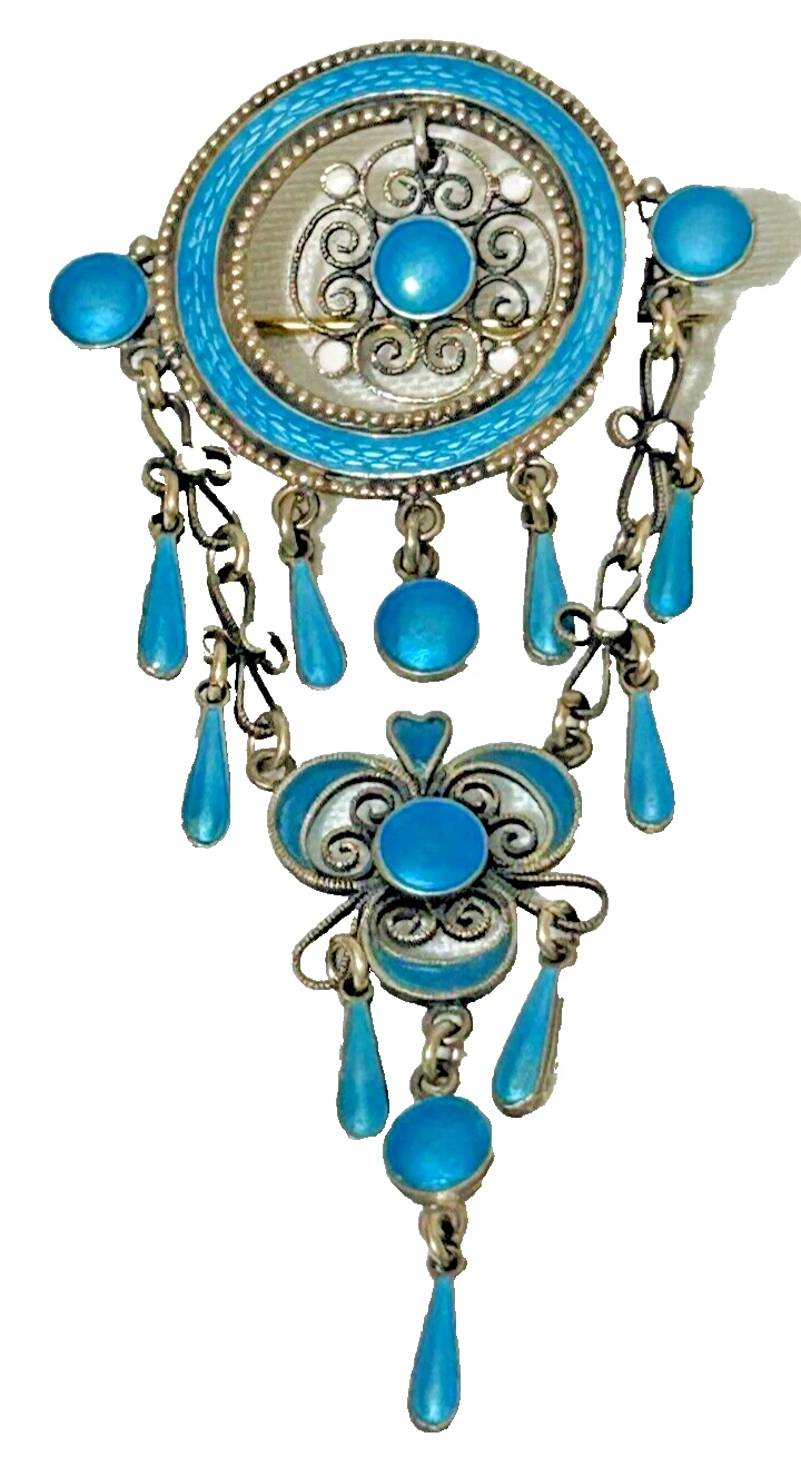 A Antique Marius Hammer Norwegian enamel enamelled sterling silver cascade 