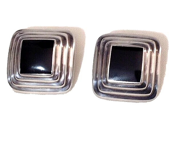 large Vintage sterling silver handmade designer Bayanihan clip earrings