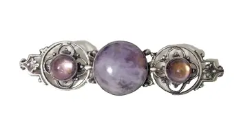 Antique Arts & Crafts sterling silver Amethyst brooch pin