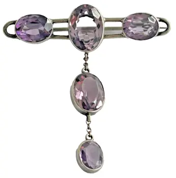 Antique Arts & Crafts Sterling Silver Amethyst brooch pin