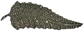 Vintage sterling silver Marcasite leaf brooch pin Birmingham 1945
