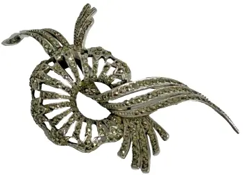 Vintage sterling silver marcasite retro spray brooch pin