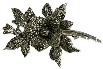 Vintage Sterling Silver Marcasite flower spray Brooch Pin