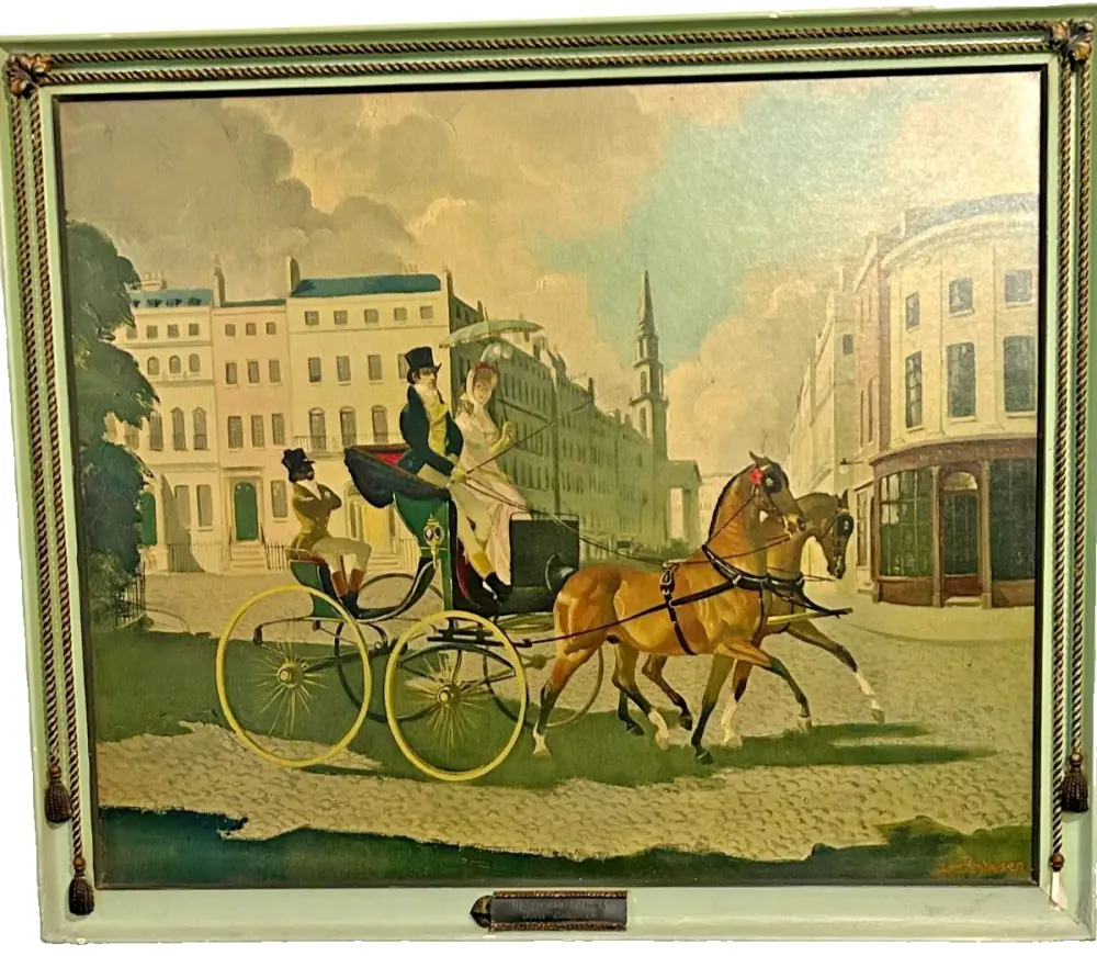 Antique style vintage print in original frame Doris Zinkeisen In Regency Ti