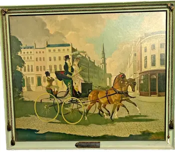 Antique style vintage print in original frame Doris Zinkeisen In Regency Times