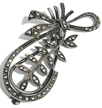 Vintage sterling silver Marcasite retro Belgium brooch pin