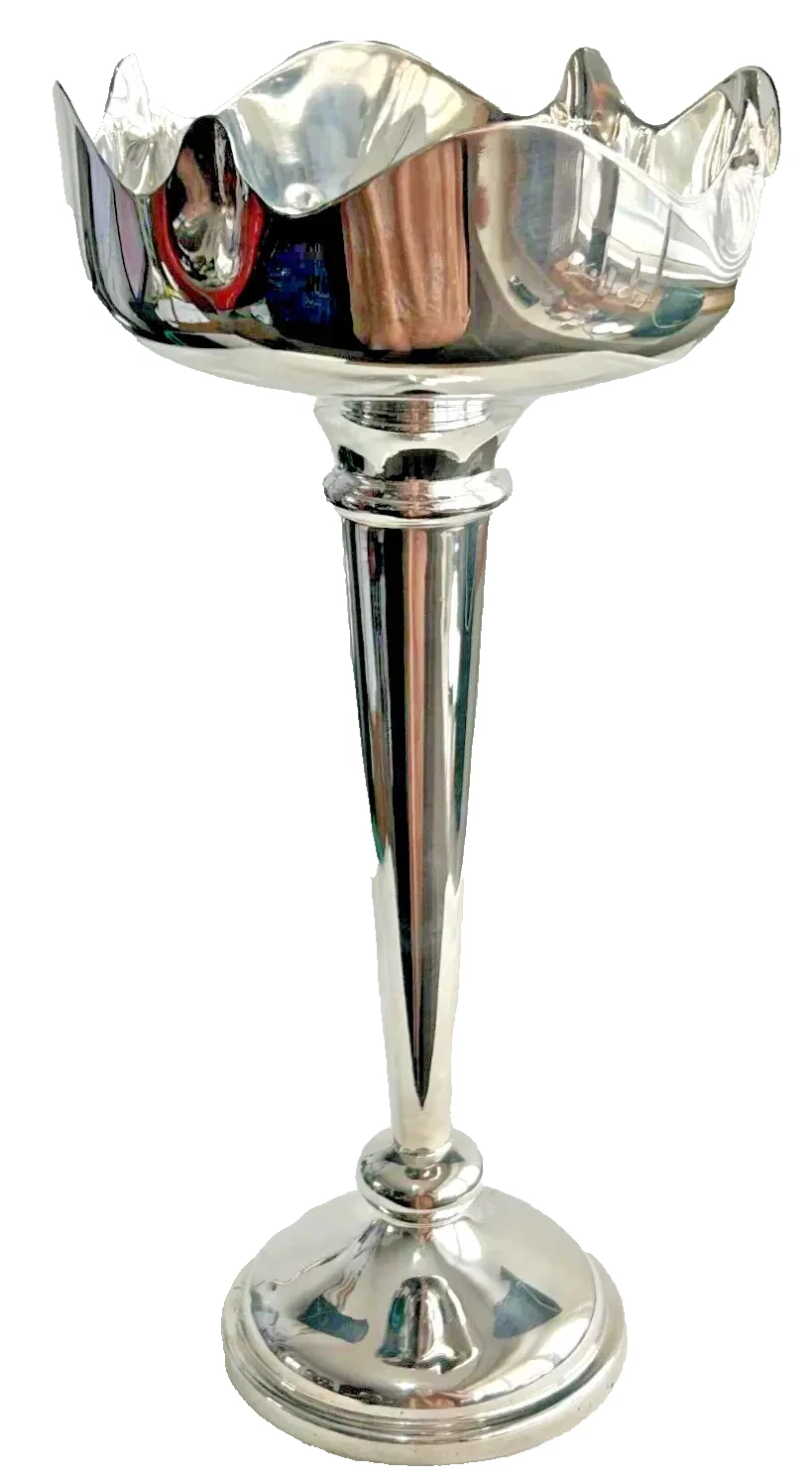 Antique Victorian A1 silver plate large bud vase fluted arts and crafts sty