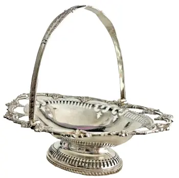 Antique Edwardian Elegant silver plate basket for bread rolls or fruit