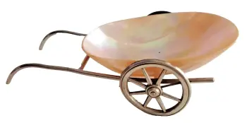 Antique silver plated shell novelty table salt wheelbarrow