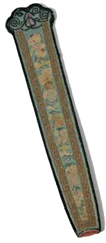 Antique Chinese Embroidered fan case blind stitch fruit flowers butterflies