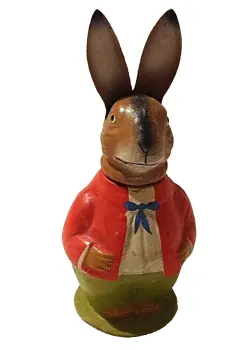 Antique Papier paper mache Easter bunny rabbit candy sweet chocolate container