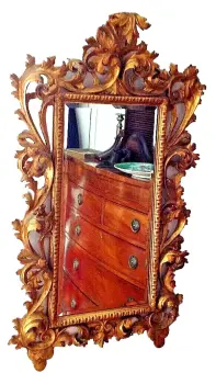 Antique Well carved large Florentine Mirror Gilt & Gesso