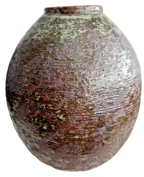 A large Vintage studio pottery pot Norway or Scandinavian fantastic glaze