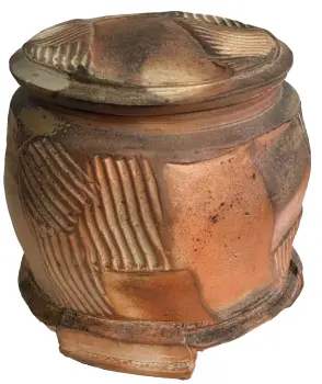 Studio Pot pottery Signed Roz Herrin from La Borne storage box sandstone