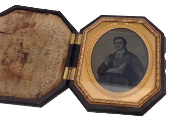 Antique Victorian Daguerreotype Preacher Union case photograph