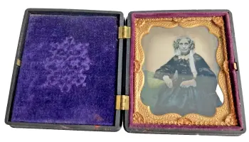 c1870 Victorian Union Case Ambrotype Photograph Vintage Antique lady jewellery