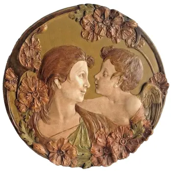 Antique Art Nouveau terracotta cherub signed Ernst Wahliss Austrian Jugendstil