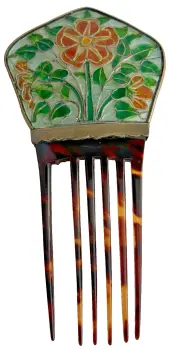 Antique Arts & Crafts Aesthetic Nouveau plique a jour hair comb Henry Wilson