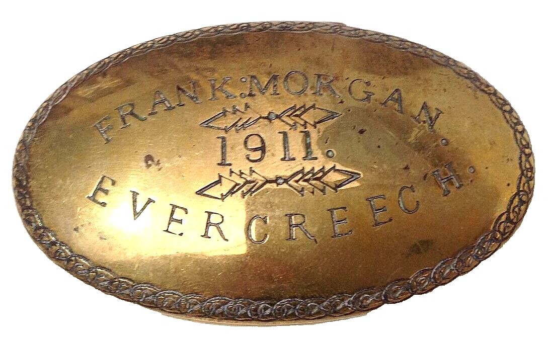 Antique brass snuff tobacco box Frank Morgan 1911 Evercreech Somerset