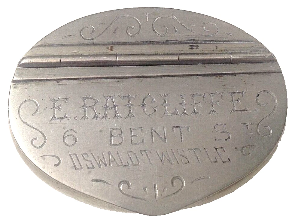 Antique silver plated snuff tobacco box E Ratcliffe 6 Bent St Oswaldtwistle