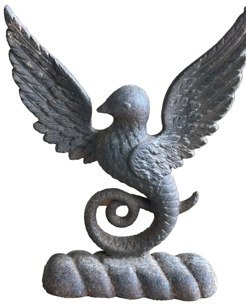 Rare Antique Victorian Georgian hummingbird doorstop armorial crest cast ir