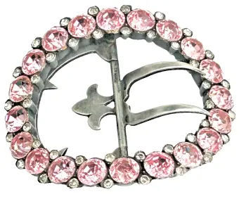 Antique Victorian sugar pink paste silver buckle clasp