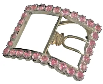 Antique Victorian sugar pink paste silver gilt buckle clasp