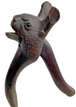 Antique carved Black Forest nutcrackers red squirrel glass eyes novelty