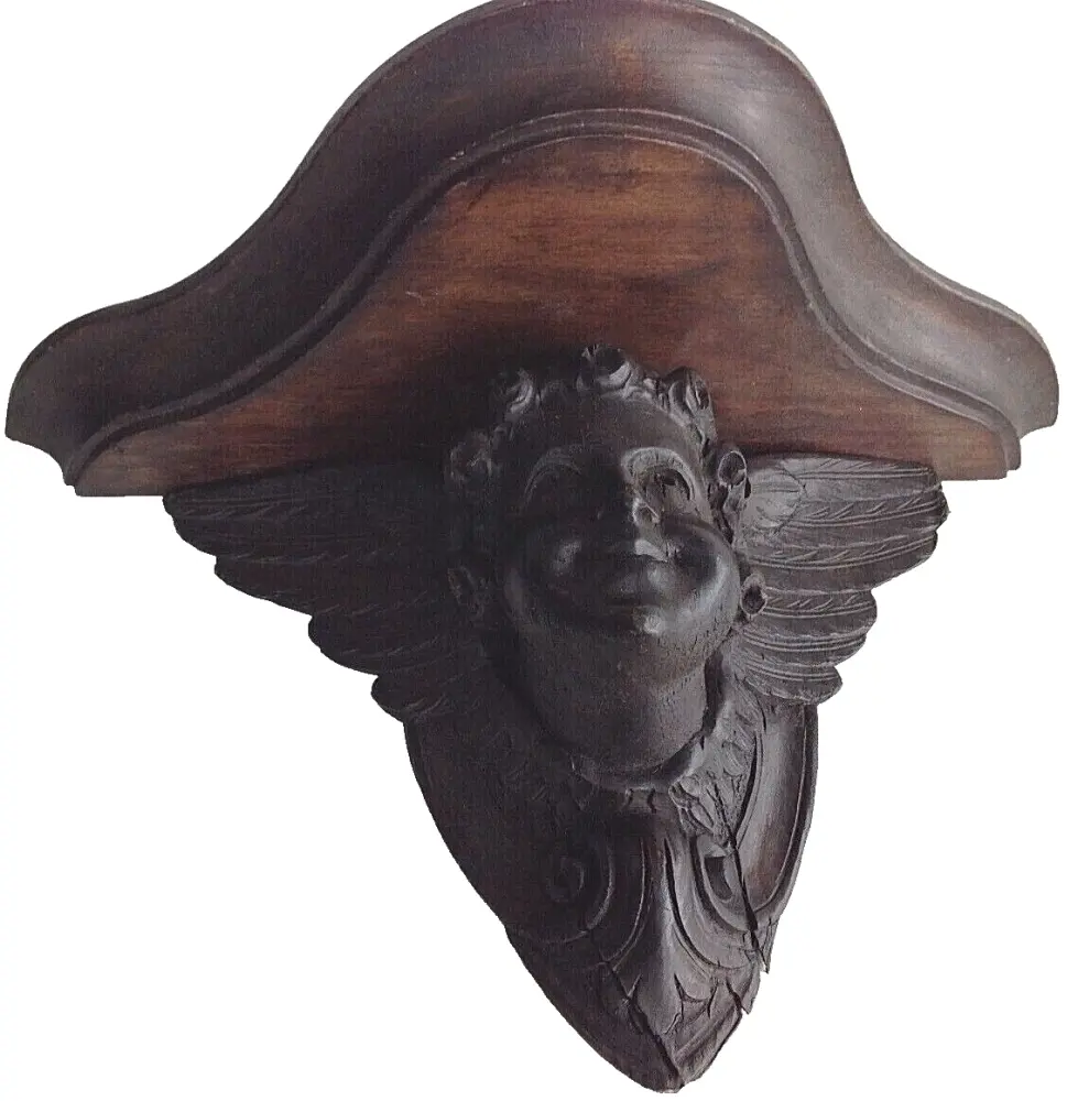 Antique carved wood angel cherub shelf bracket
