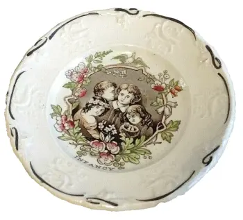Antique transfer print Victorian nursery Toddy plate Infancy