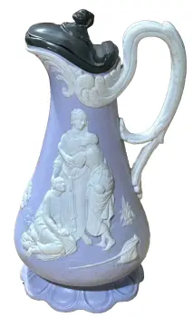 A Antique Victorian embossed jug Samuel Alcock Naomi & her Daughters in law