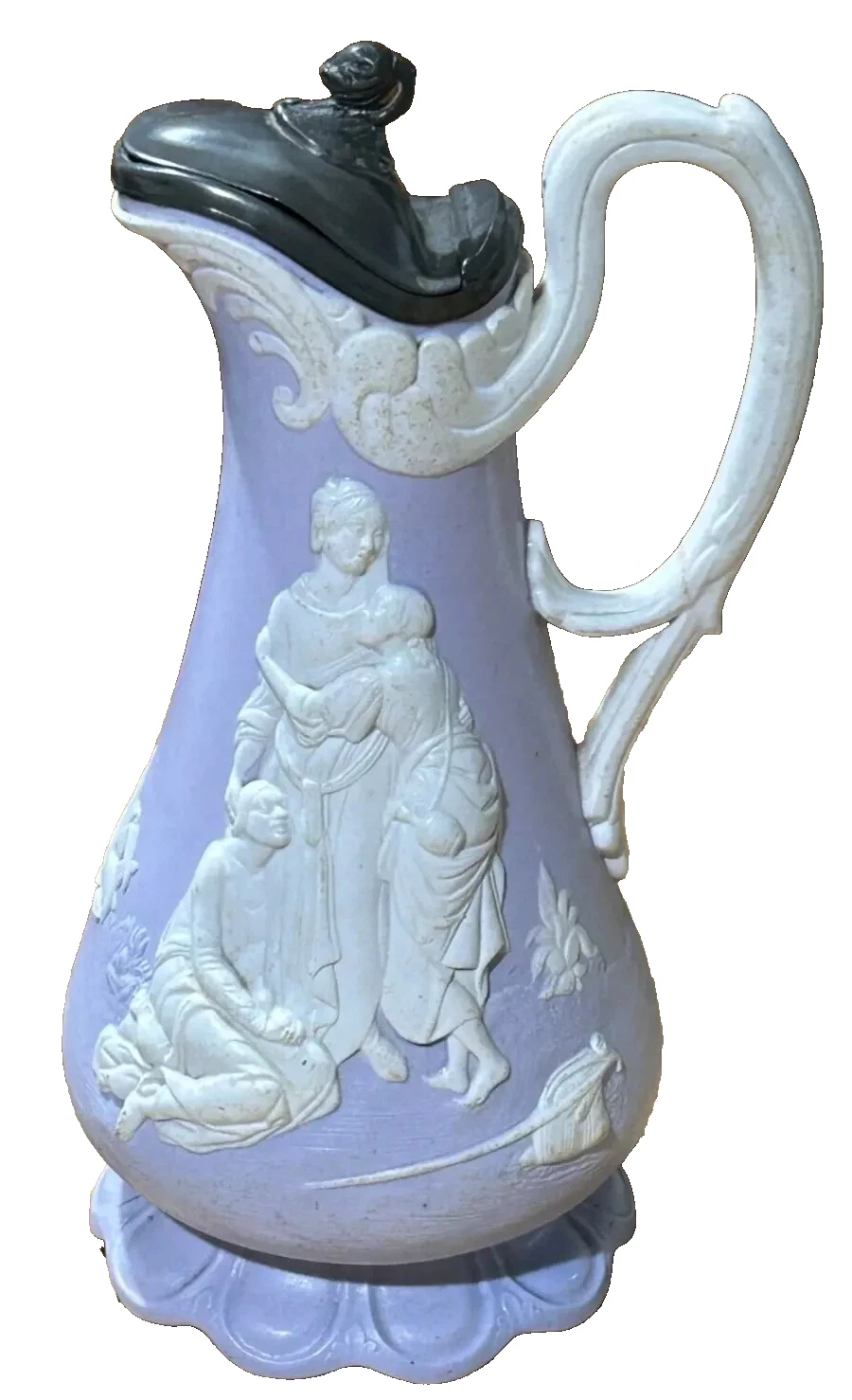 Antique Victorian embossed jug Samuel Alcock Naomi & her Daughters in law
