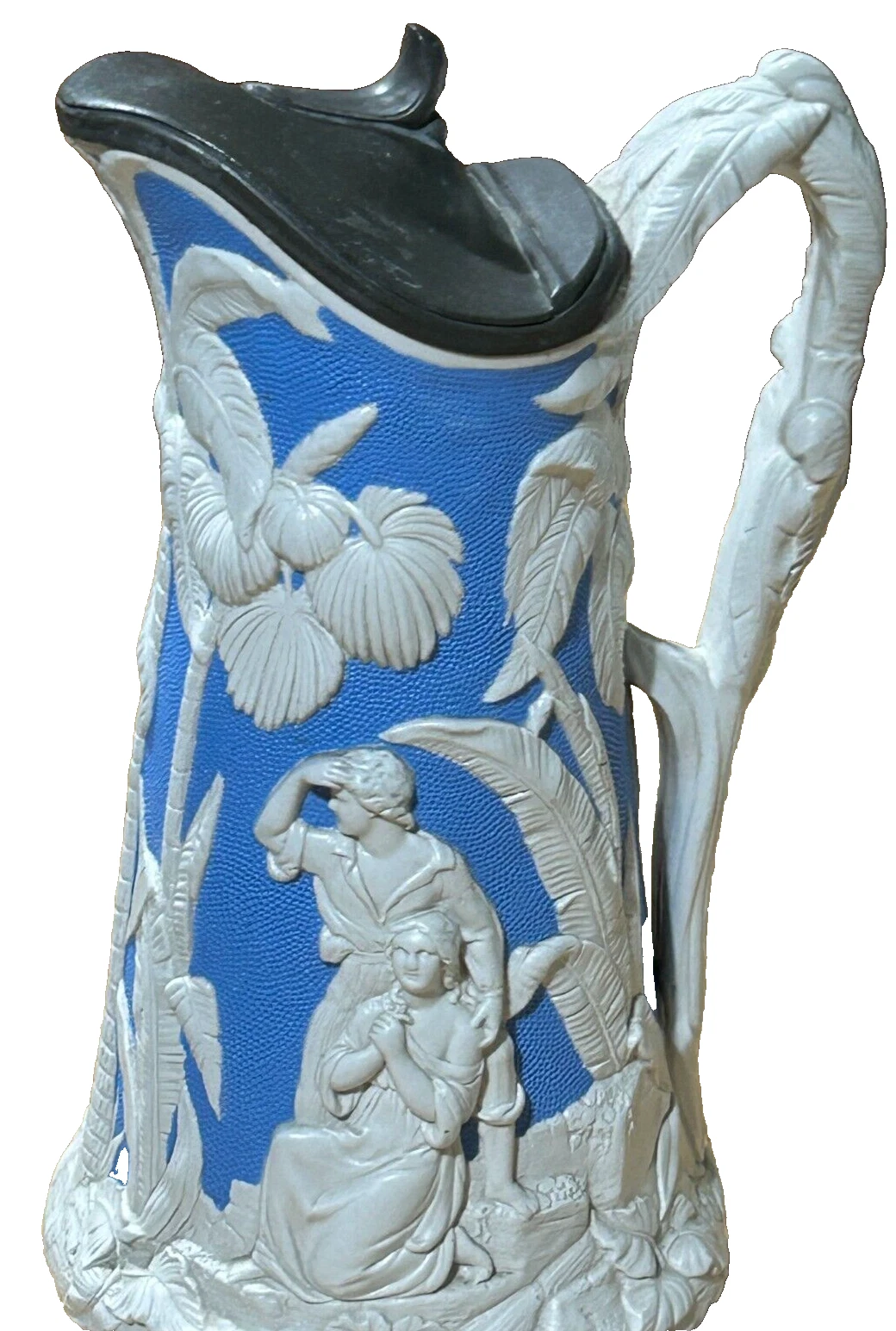 Antique Victorian embossed jug T Mayer Paul & Virginia