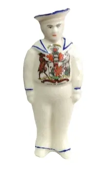 Antique WW1 crested china Sailor Handy Man crest City of Cardiff