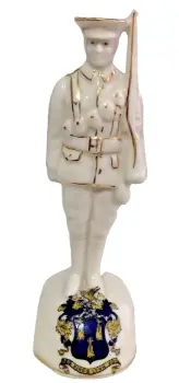 Antique WW1 crested china Tommy at attention Kings Lynn Crest