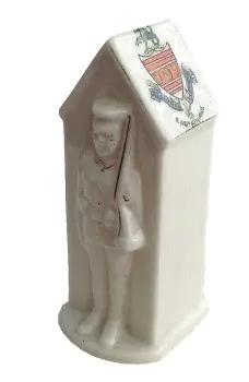Antique WW1 crested china Tommy on sentry duty crest for Eastbourne